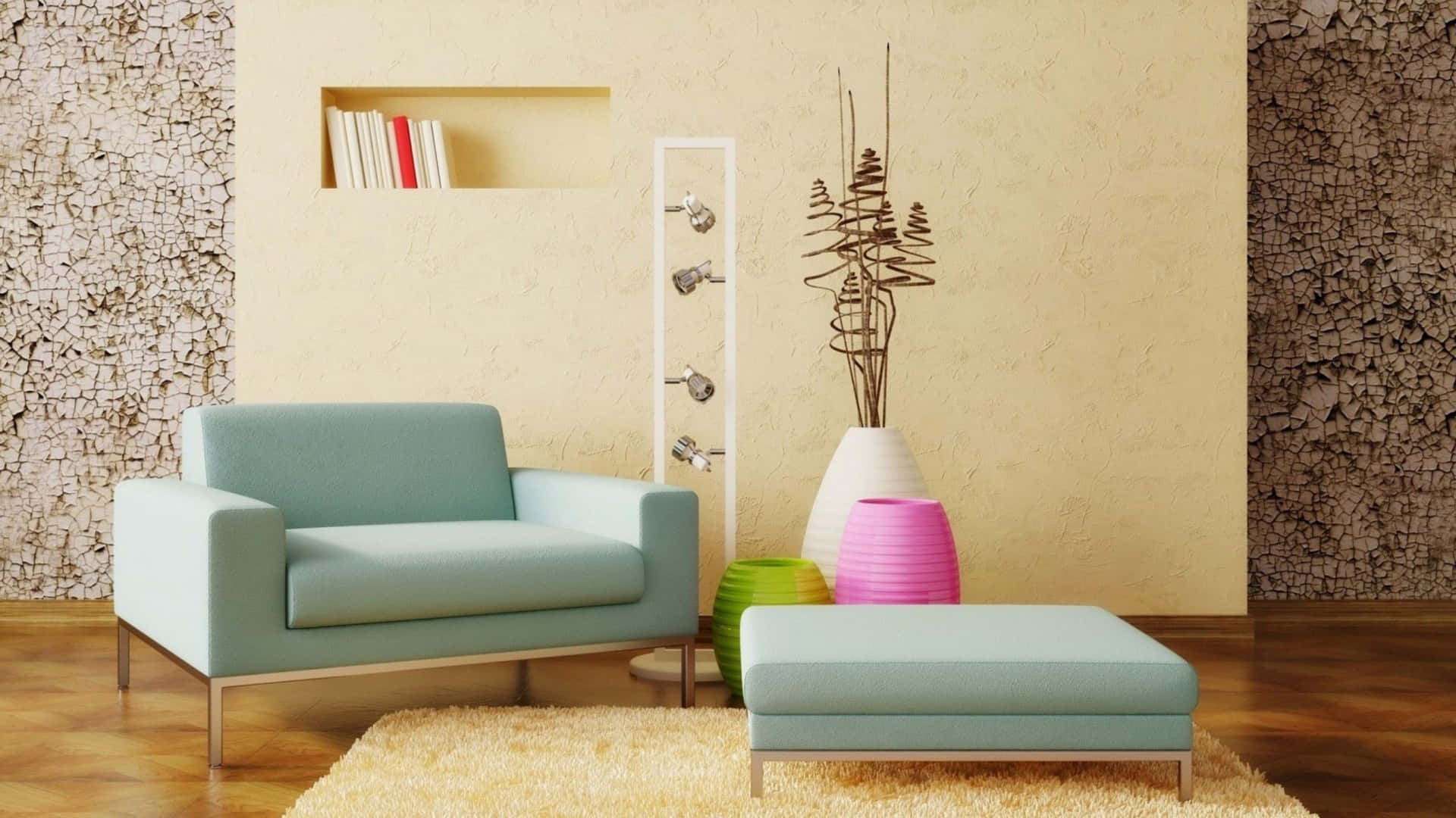 Rustic Interior Design With Pastel Furniture Background