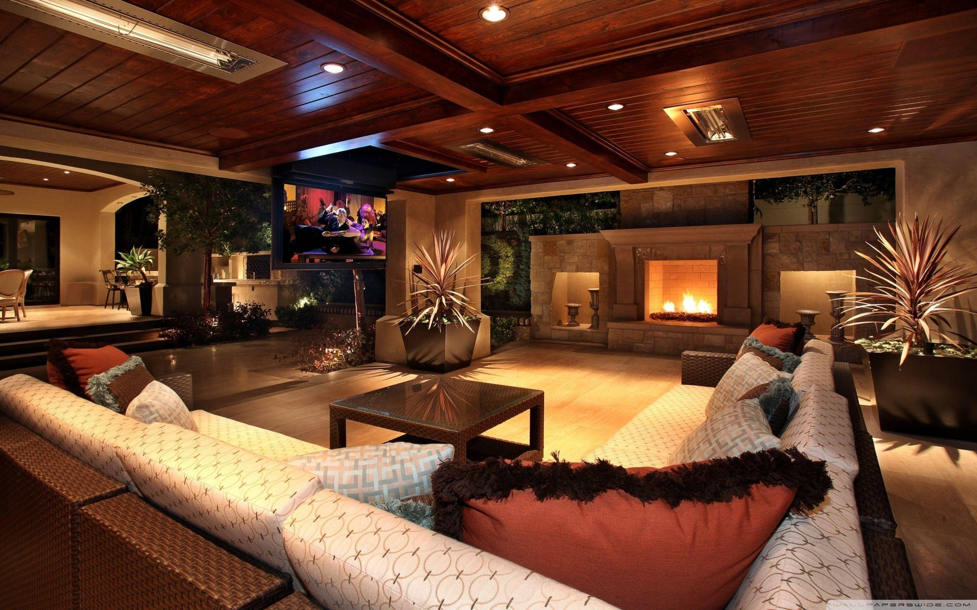 Rustic Living Room Mansion Interior Design Background