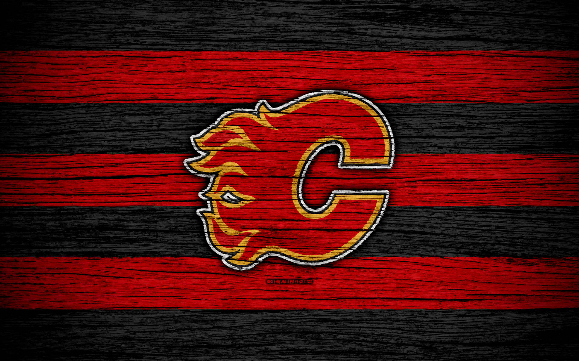 Rustic Red Calgary Flames Logo Background