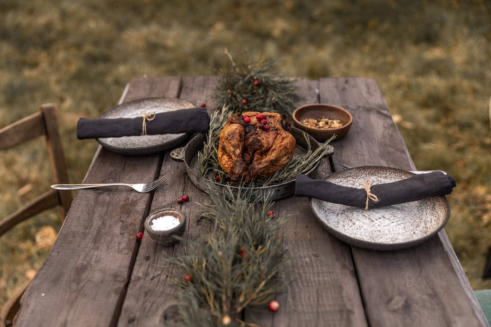 Rustic Thanksgiving Day Table Set Up Background