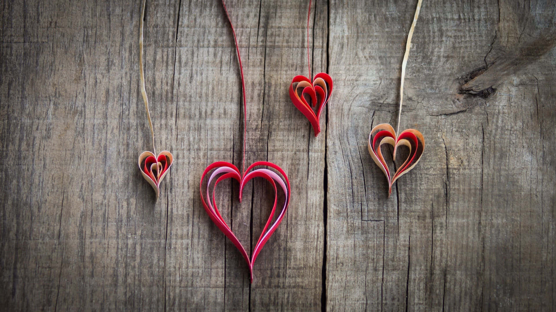 Rustic Valentine Day Paper Hearts Background