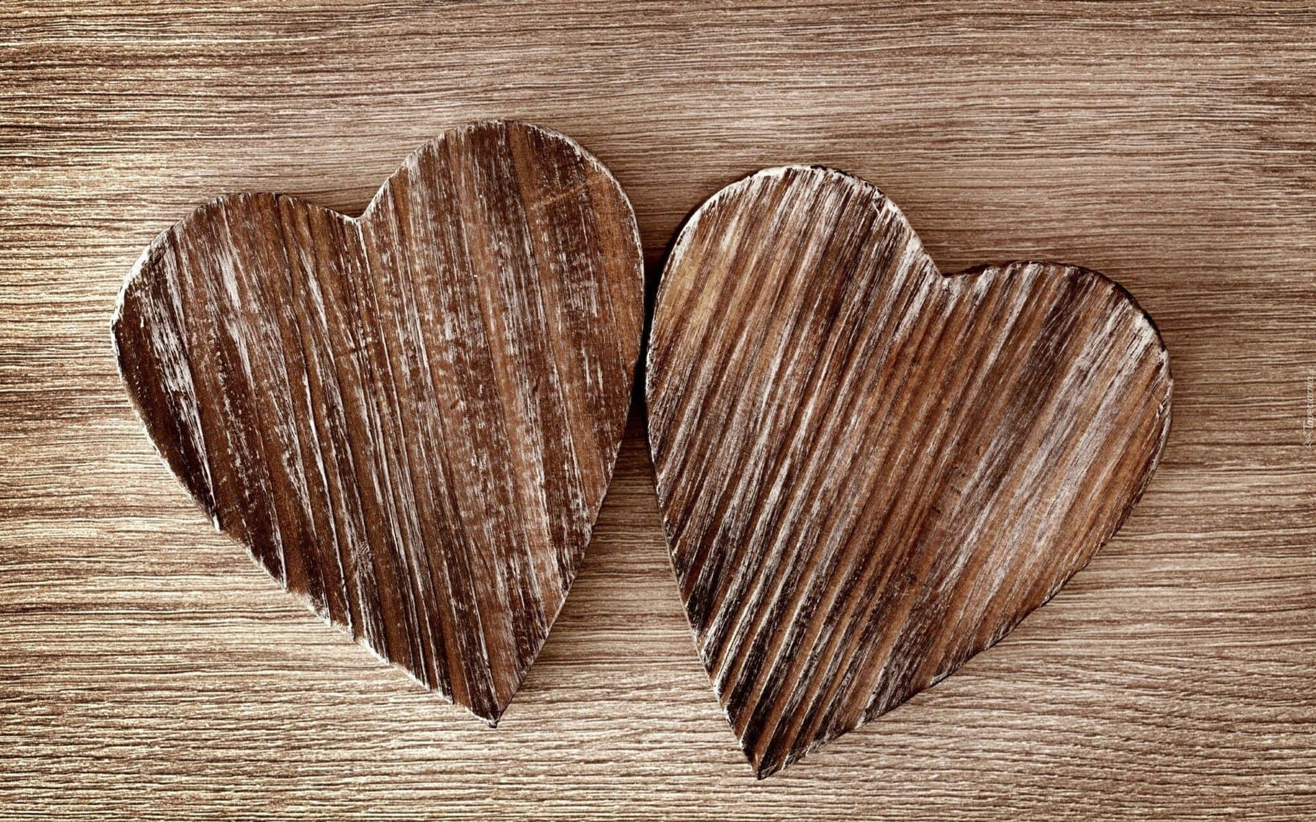 Rustic Valentine Day Wooden Hearts Background