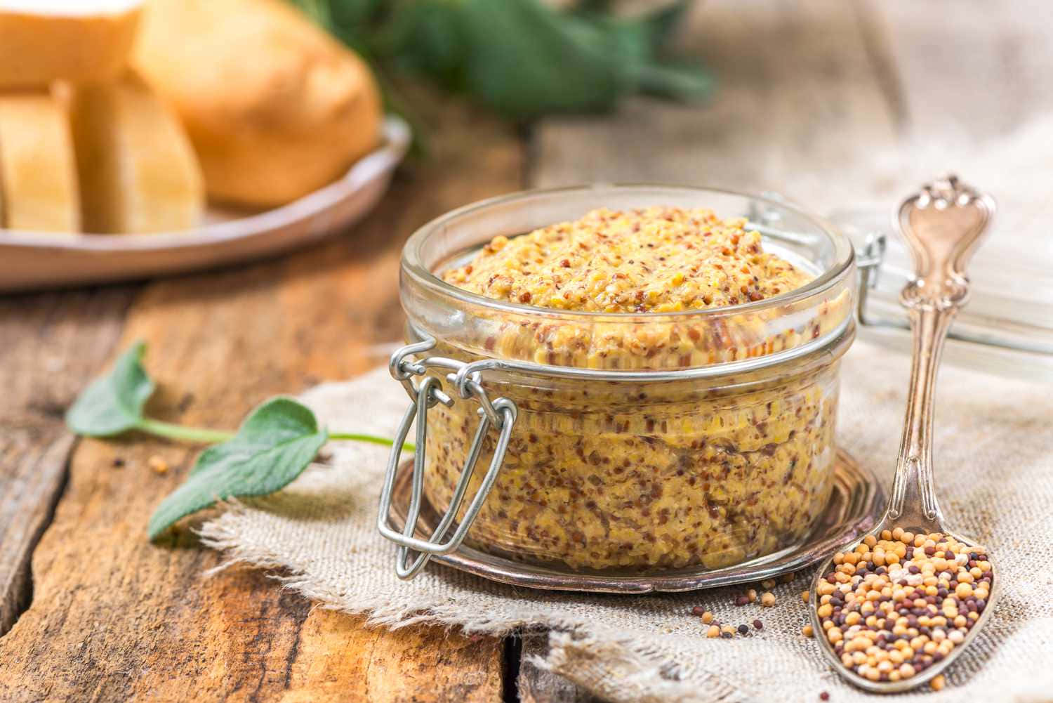 Rustic Wholegrain Mustard Jar Background