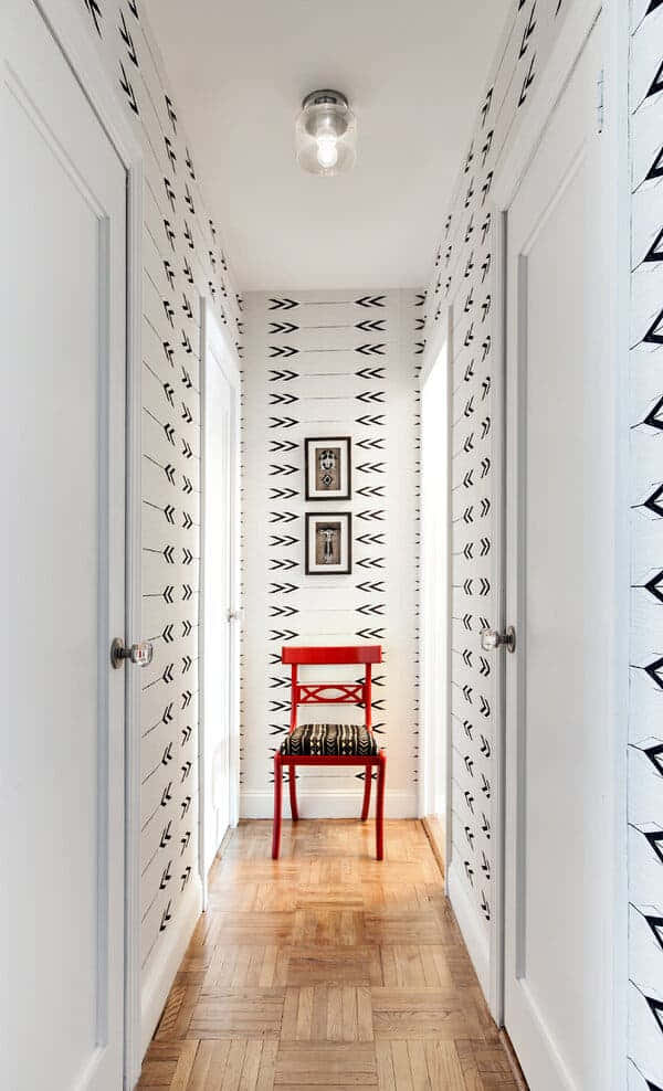 Rustic Wooden Chair In A Cozy Hallway Background