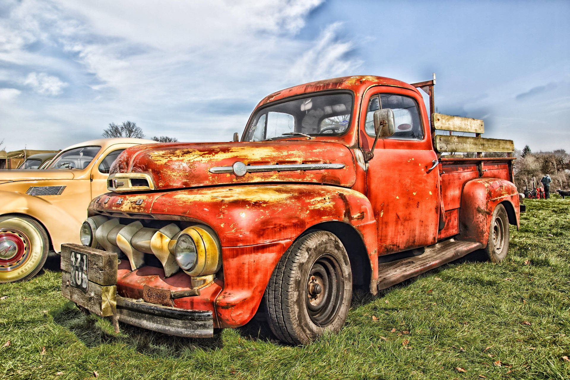 Rusty Red Old Ford Truck Background