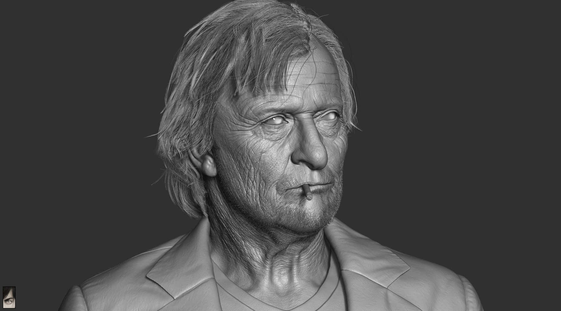 Rutger Hauer Black And White 3d Model Background