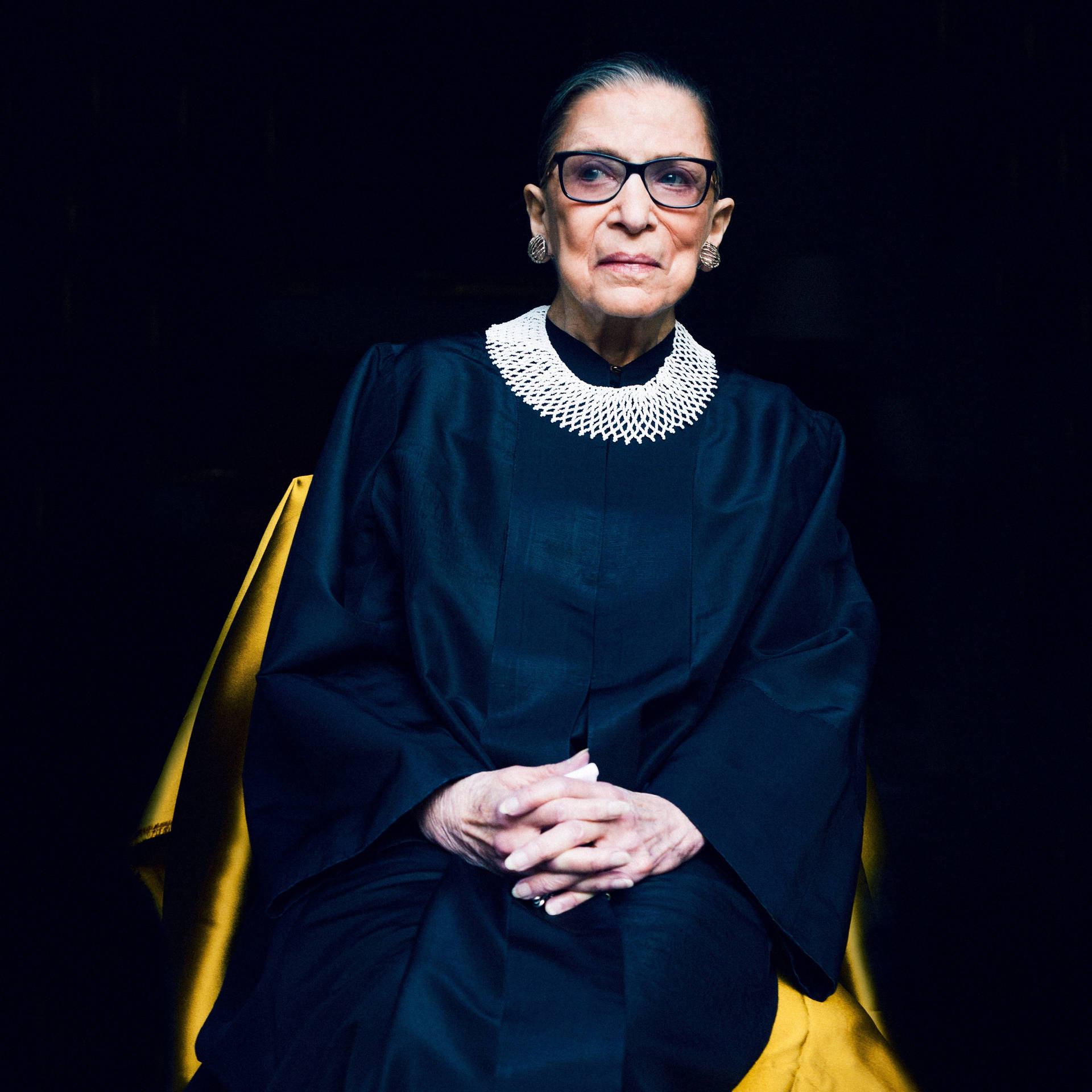 Ruth Bader Ginsburg Monochromatic Black Gown Background