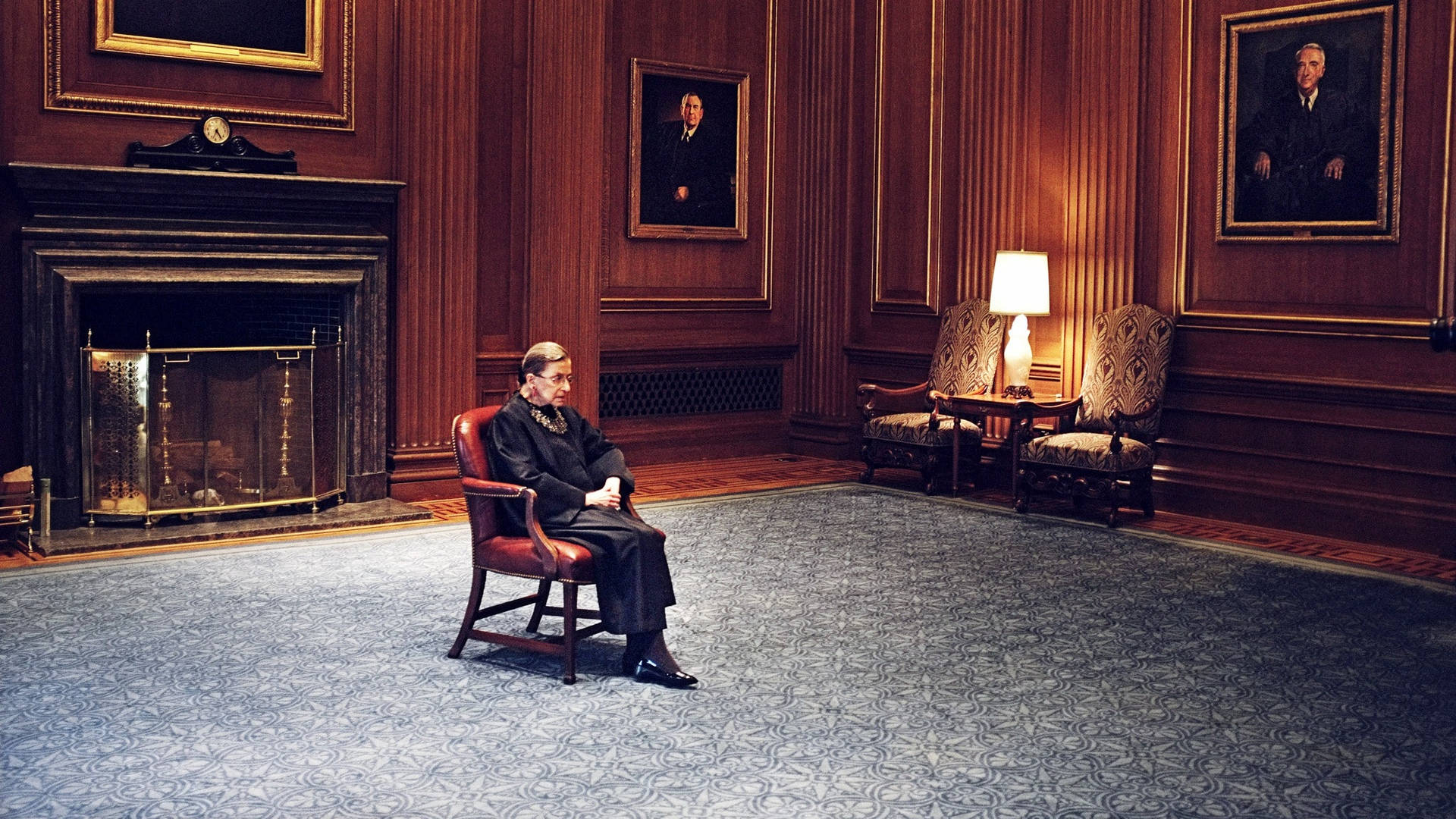 Ruth Bader Ginsburg Room With Paintings Background