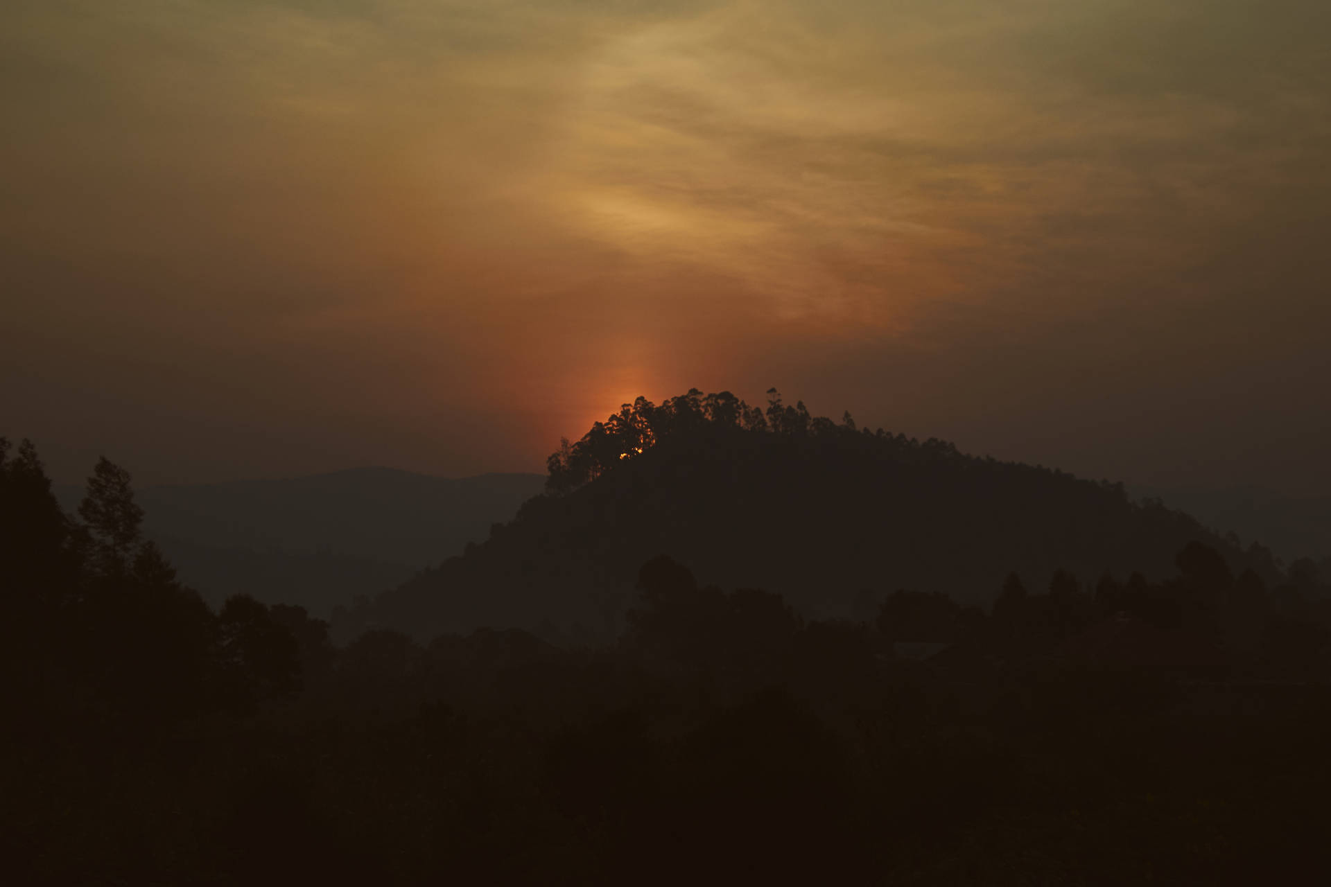 Rwanda Sunset And Silhouettes Background