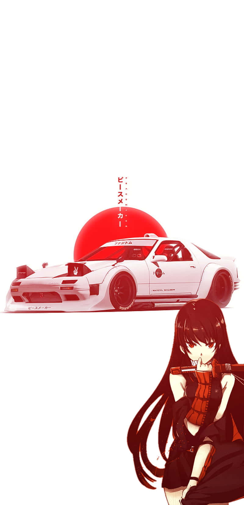 Rx 7 Against The Flag Of Japan Jdm Anime