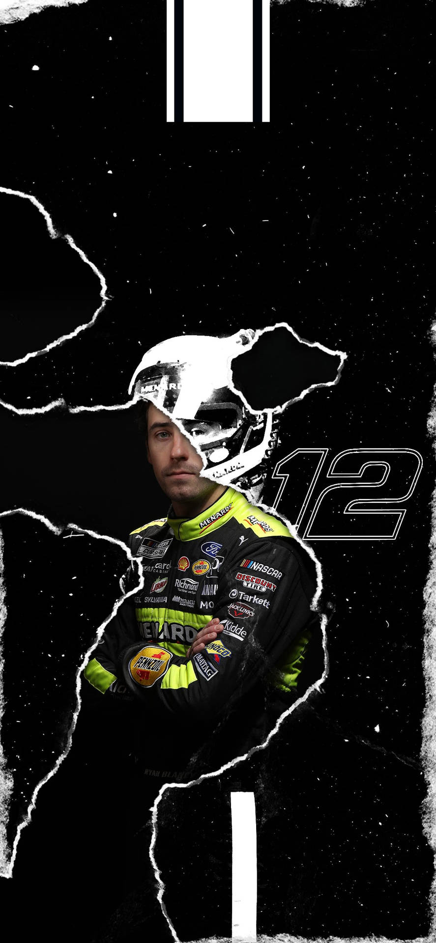 Ryan Blaney 12 Black White Background