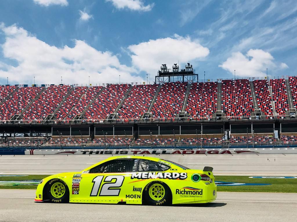 Ryan Blaney Car Against Stadium Seats Background