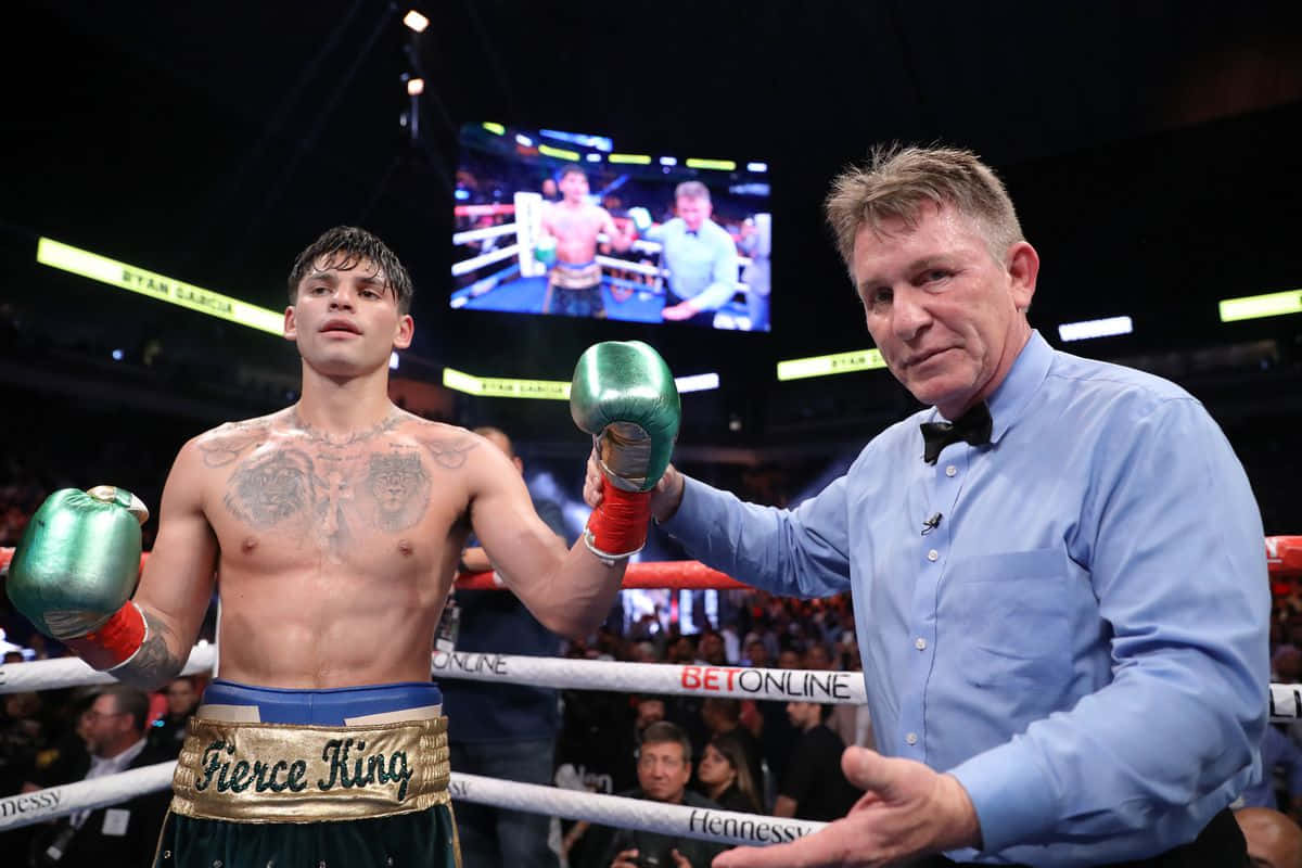 Ryan Garcia Held By Referee Background