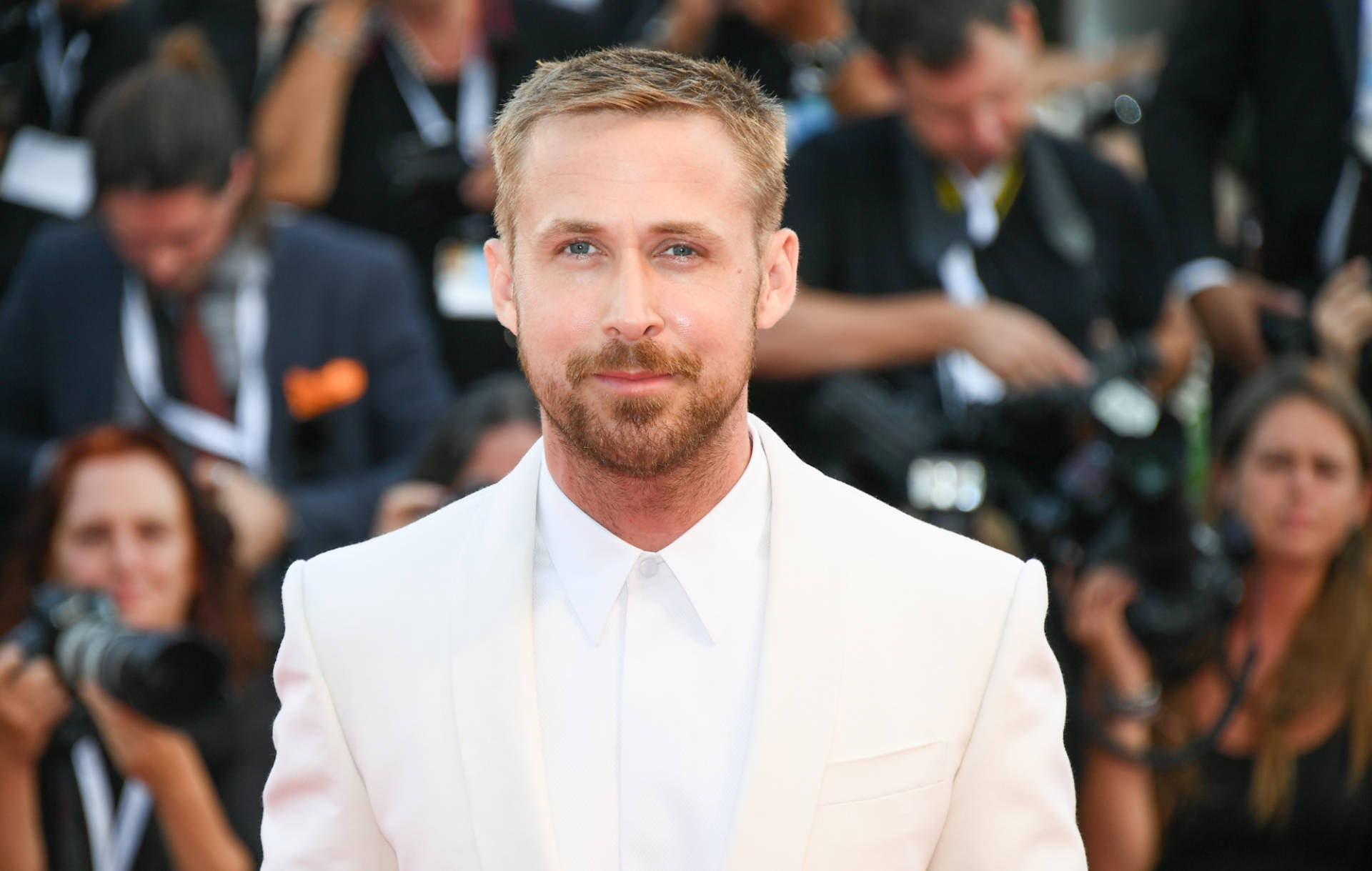 Ryan Gosling White Suit Background