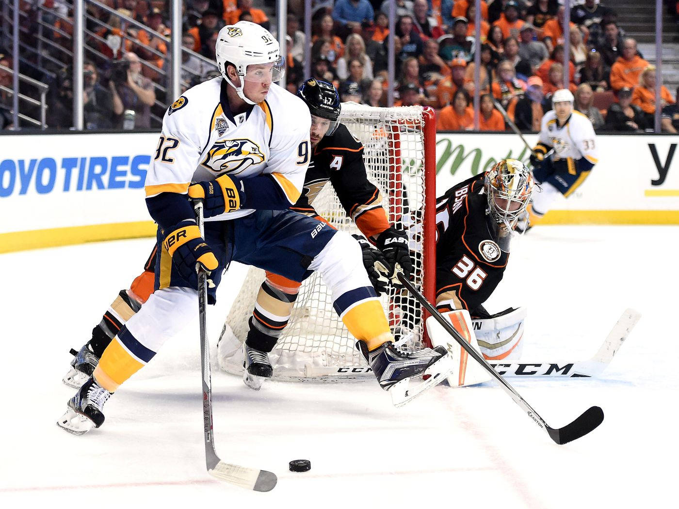 Ryan Johansen In Action During The 2017 Nhl Western Conference Final Background