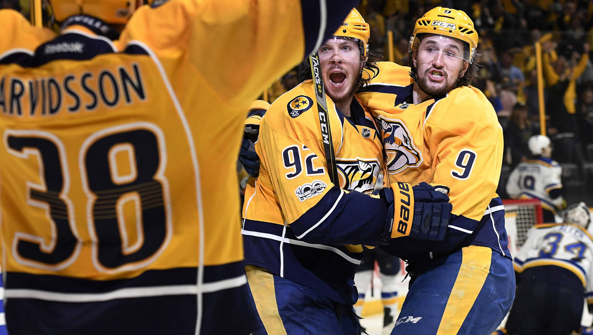 Ryan Johansen In Mid-celebration After A Prominent Win Background