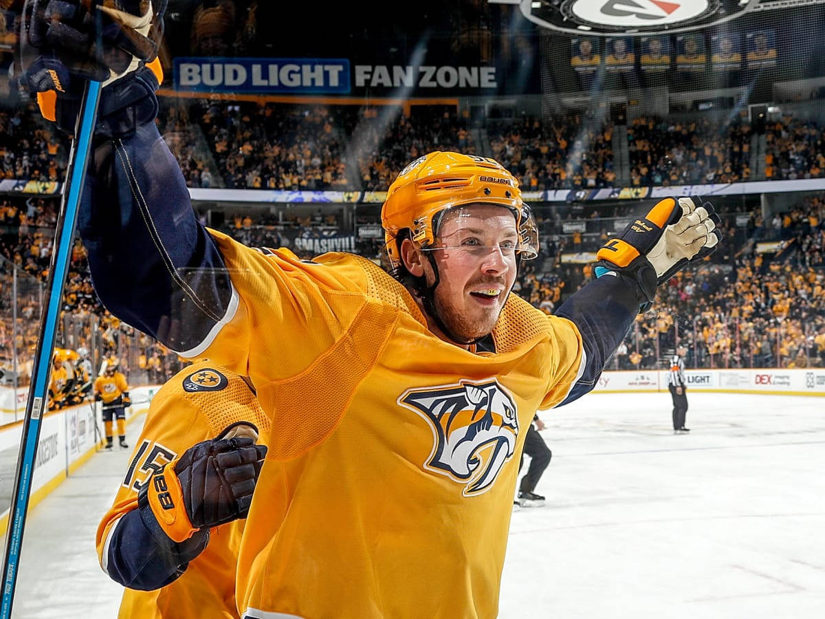 Ryan Johansen Nashville Predators Raise Arms Win