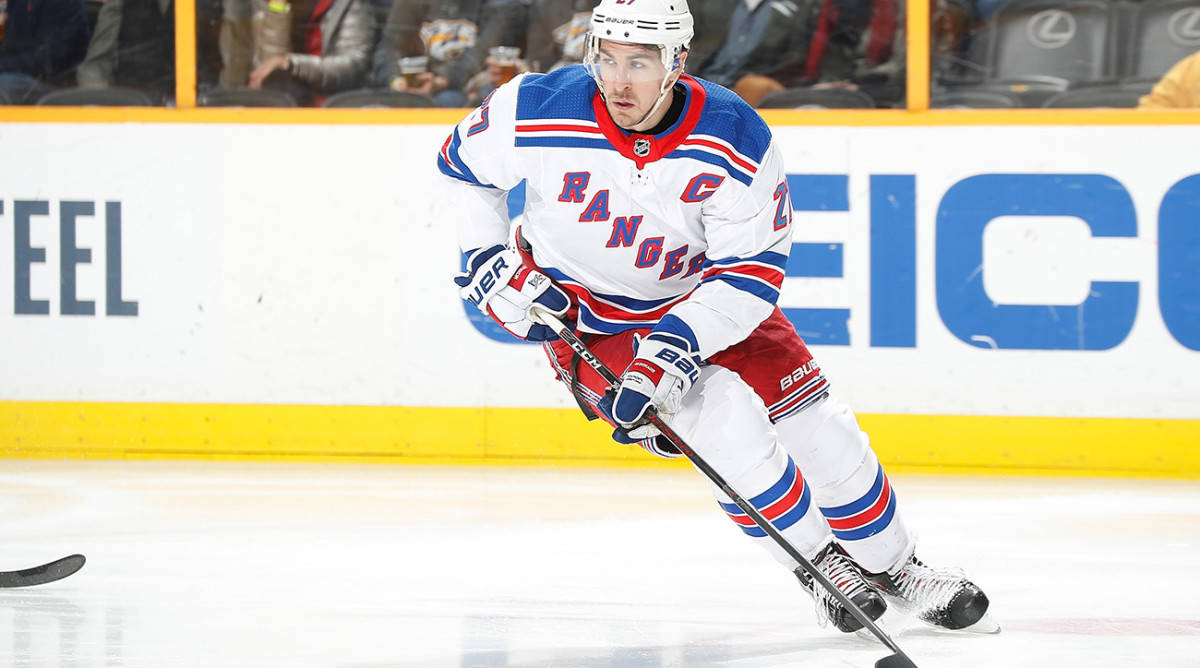 Ryan Mcdonagh In Action During An Nhl Game Against Nashville Predators Background