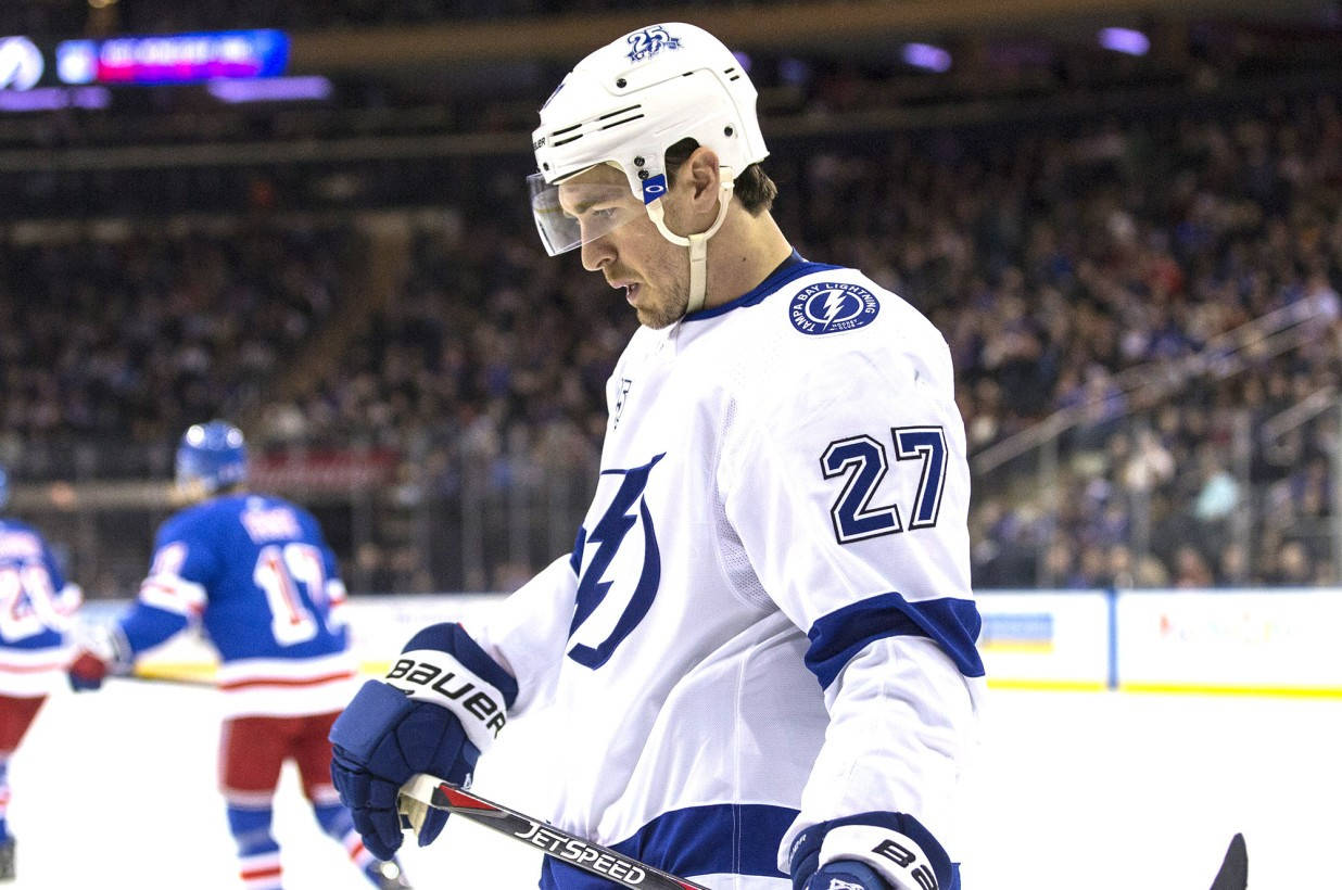 Ryan Mcdonagh Tampa Bay Lightning Thinking Background