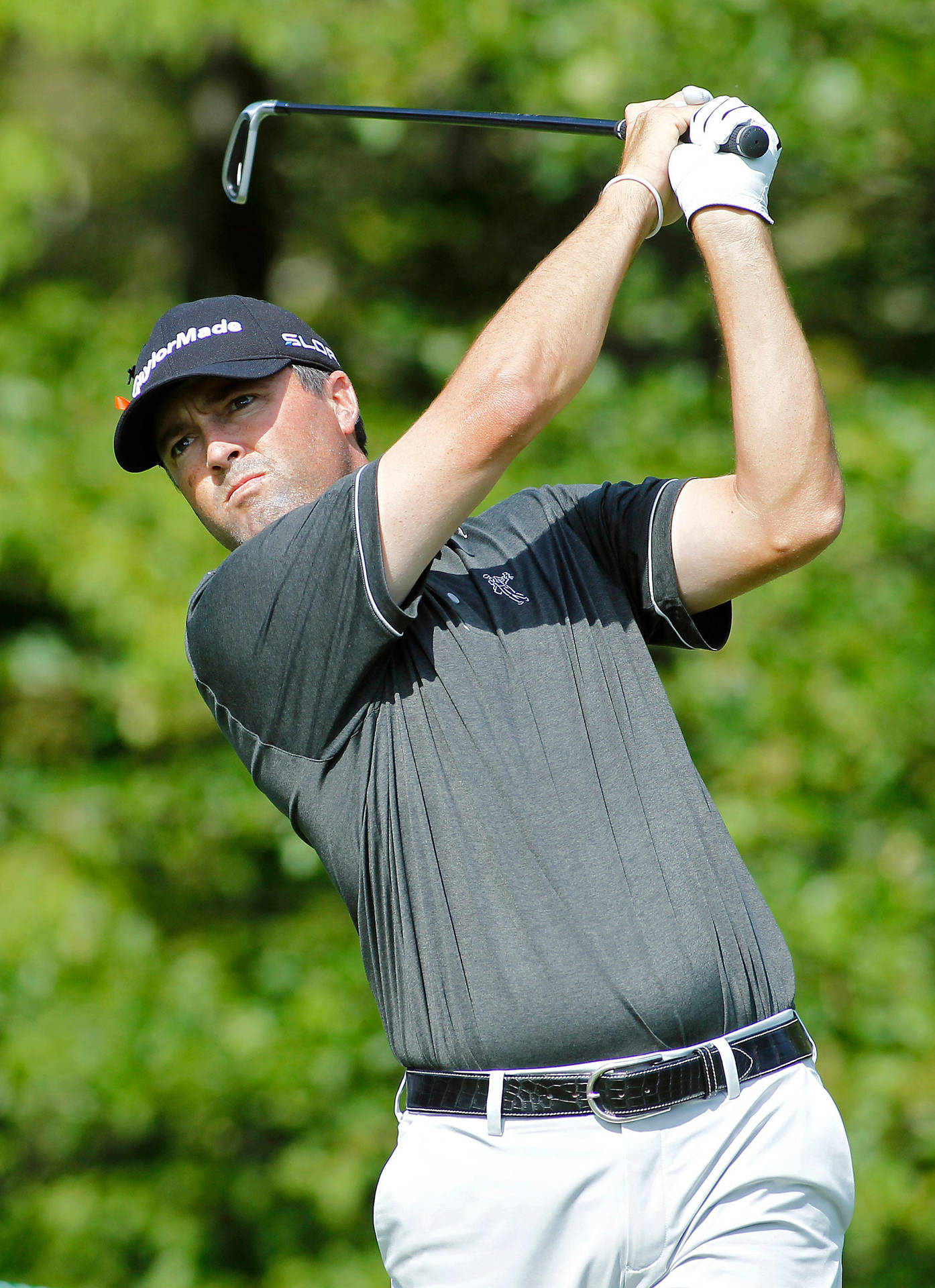 Ryan Palmer Black Shirt Cap Swinging Background