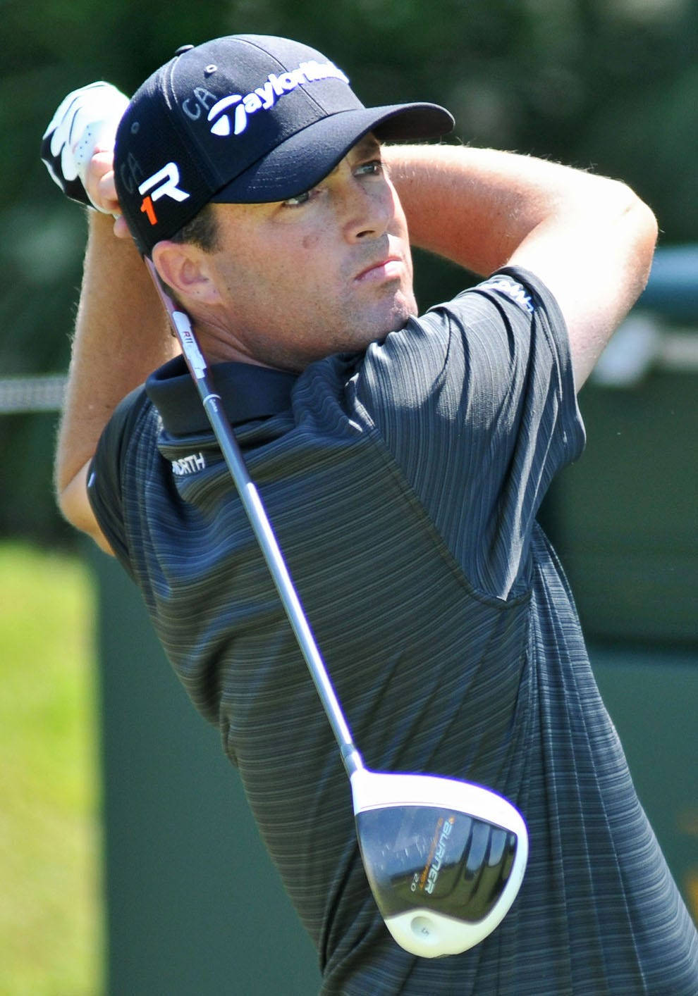 Ryan Palmer Dark Grey Shirt Golfing Background