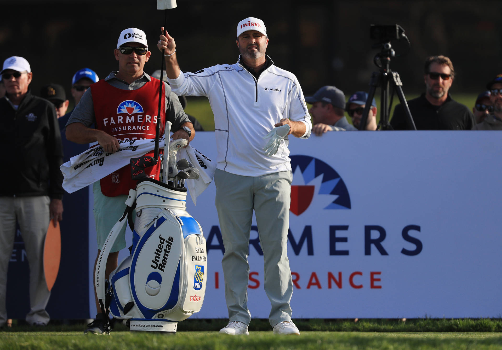 Ryan Palmer Getting Club From Caddie Background