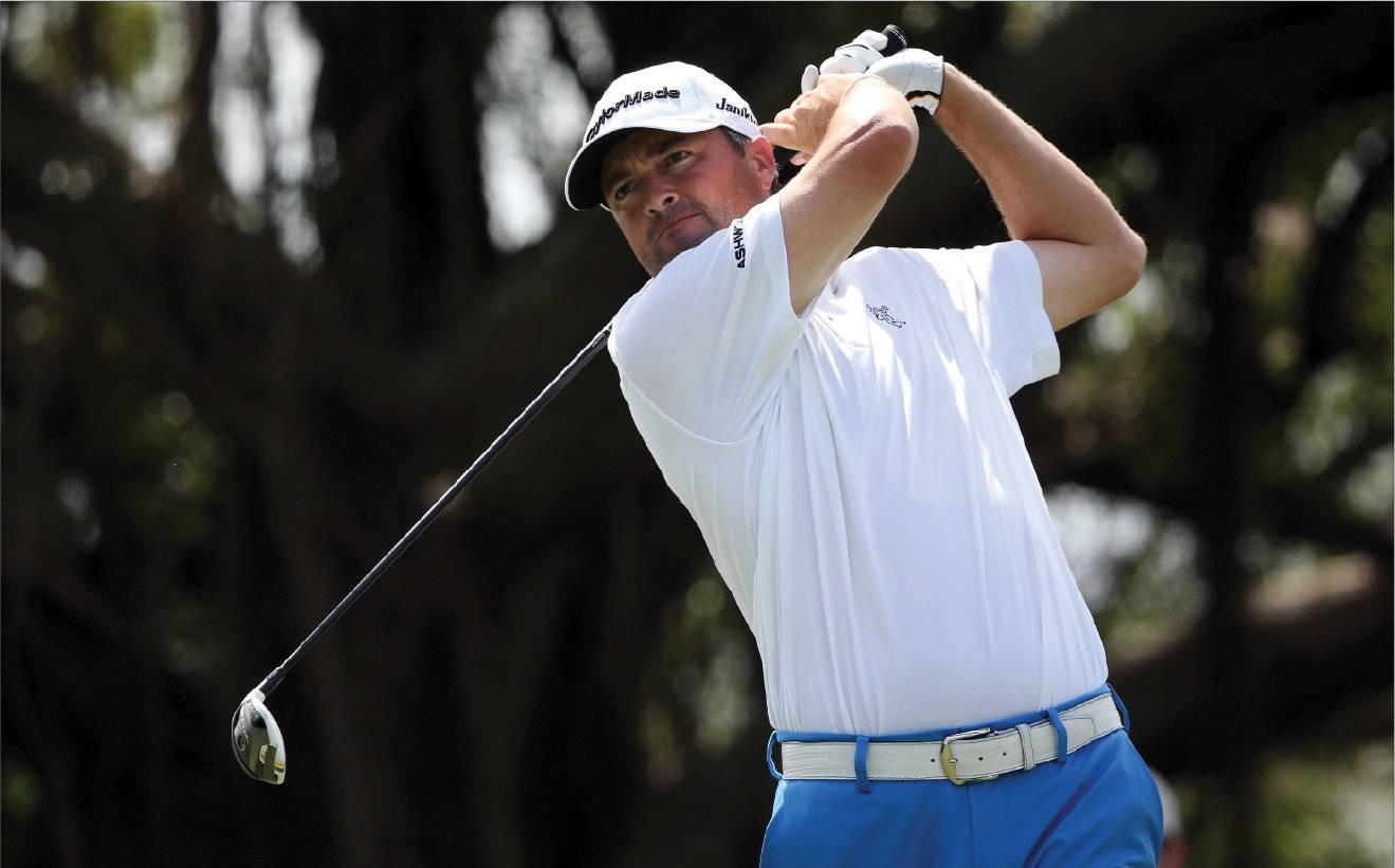 Ryan Palmer White Shirt Swinging Background