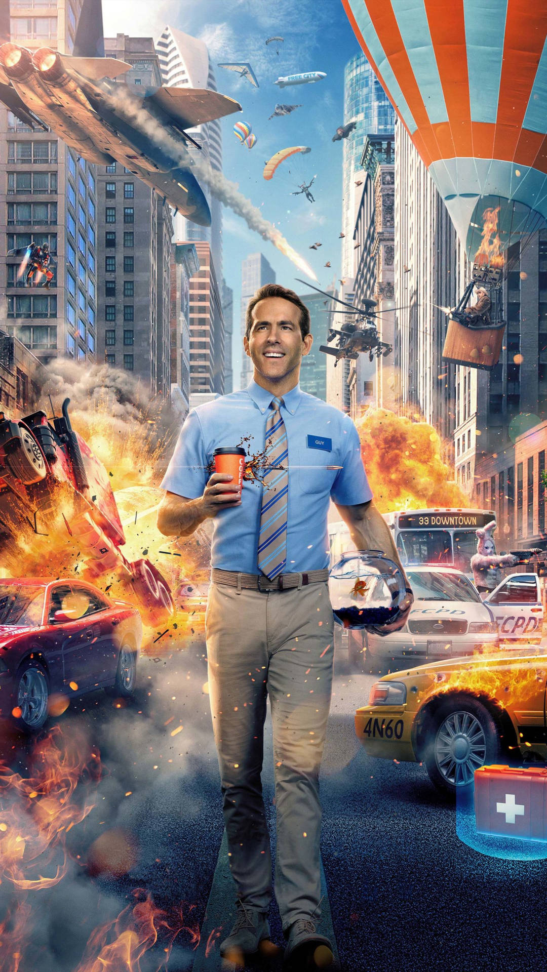 Ryan Reynolds Free Guy Movie Background