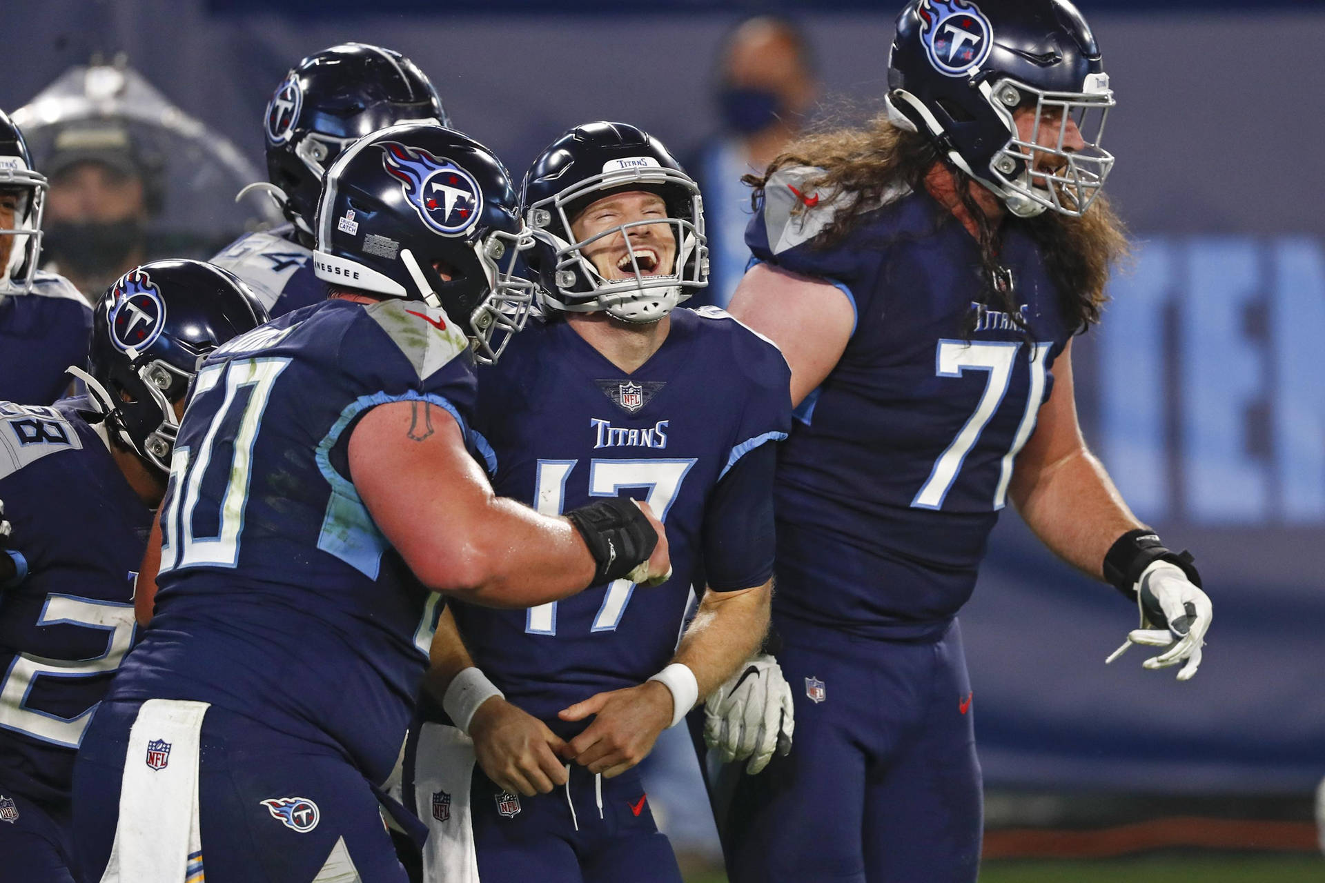 Ryan Tannehill Laughing With Tennessee Titans Teammates