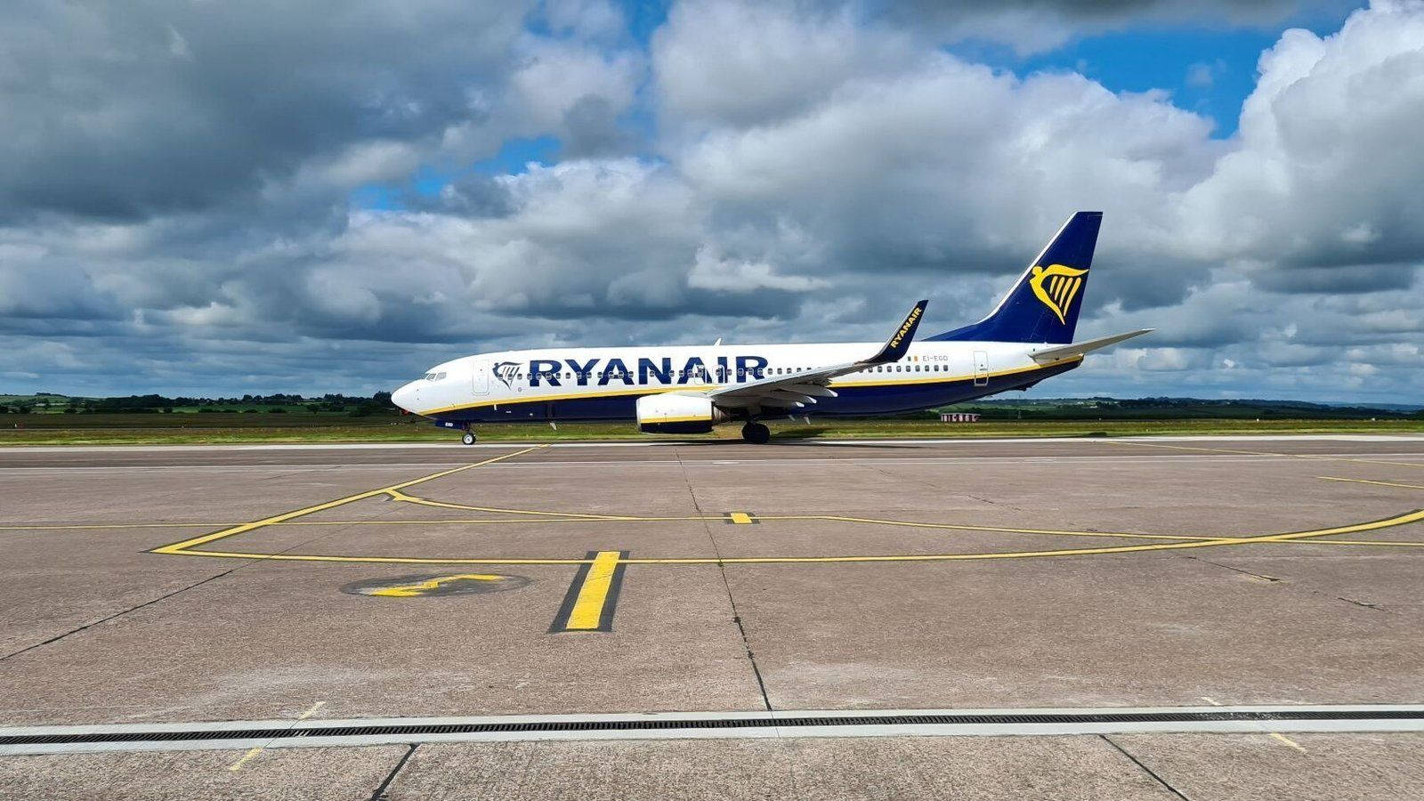 Ryanair Airplane At Airport Far Shot Background