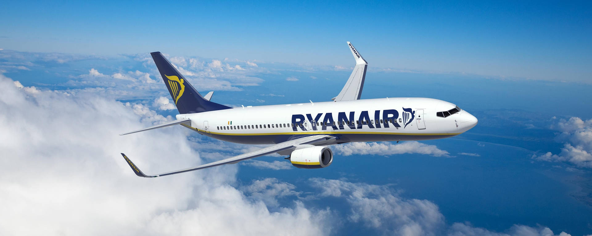 Ryanair Airplane In Sky Background