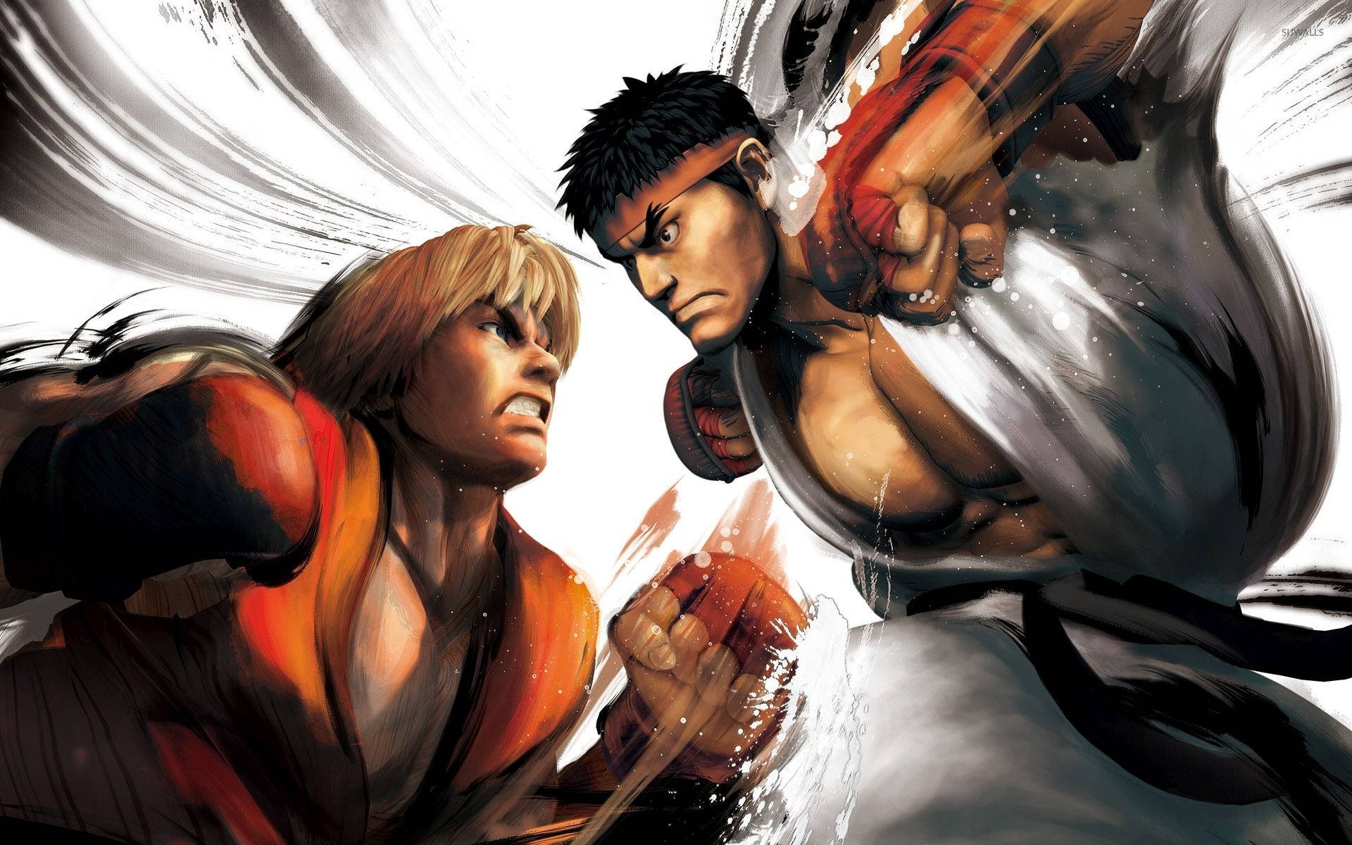 Ryu And Ken Fighting Street Fighter Background
