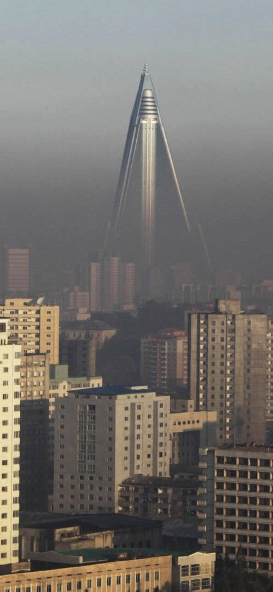 Ryugyong Hotel Gloomy Sky Background