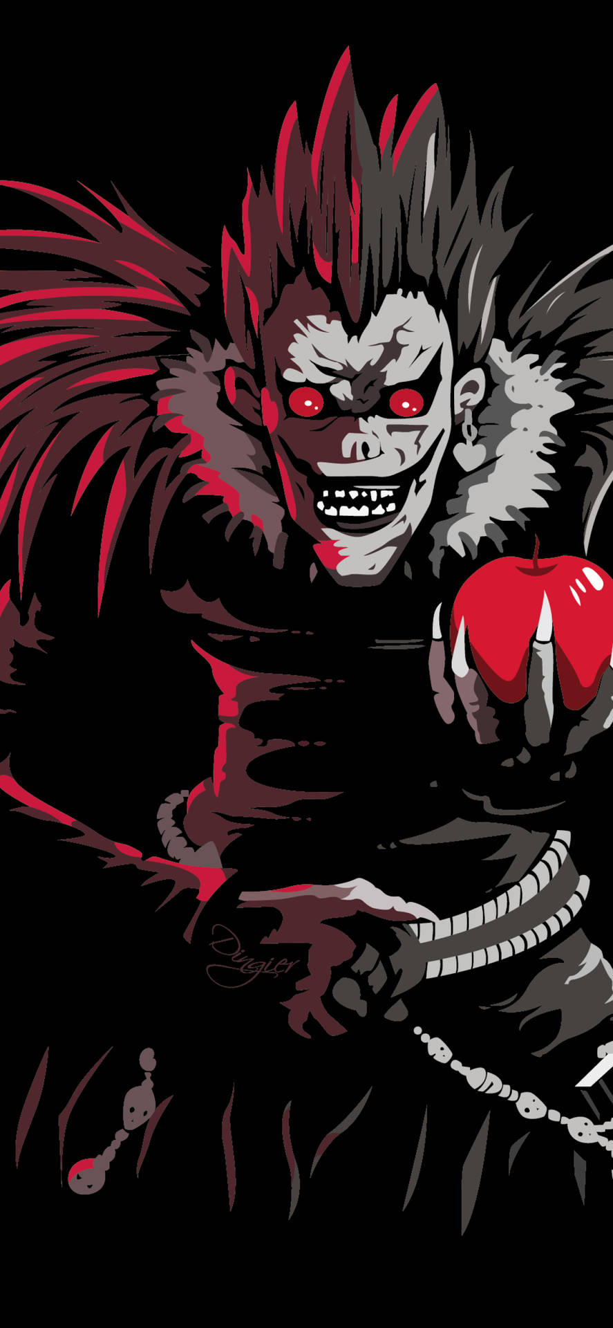 Ryuk Holding An Apple Death Note Iphone Background