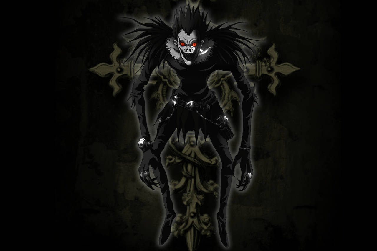 Ryuk With A Cross Background