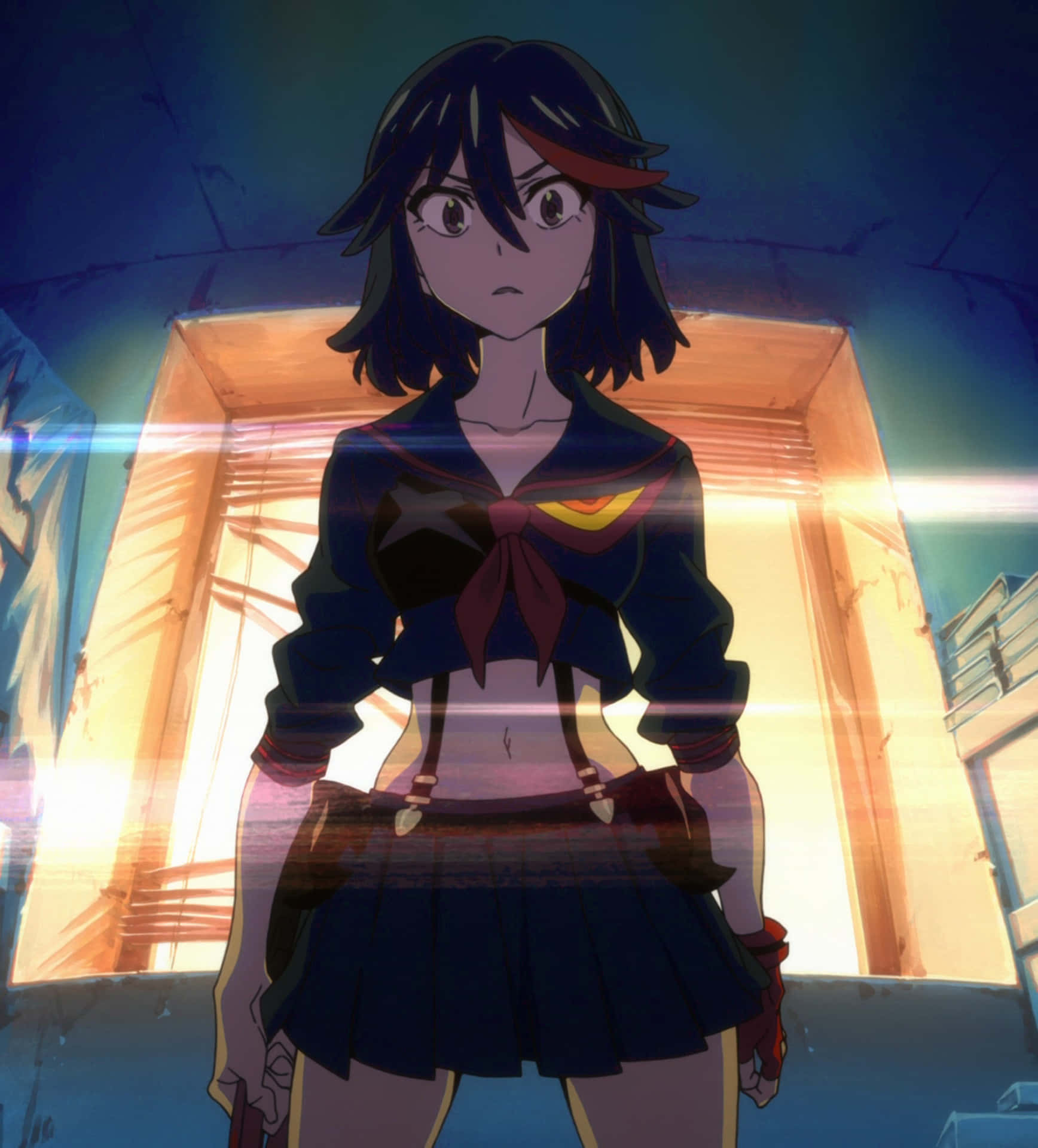 Ryuko Matoi In Battle Stance With Scissor Blade Background