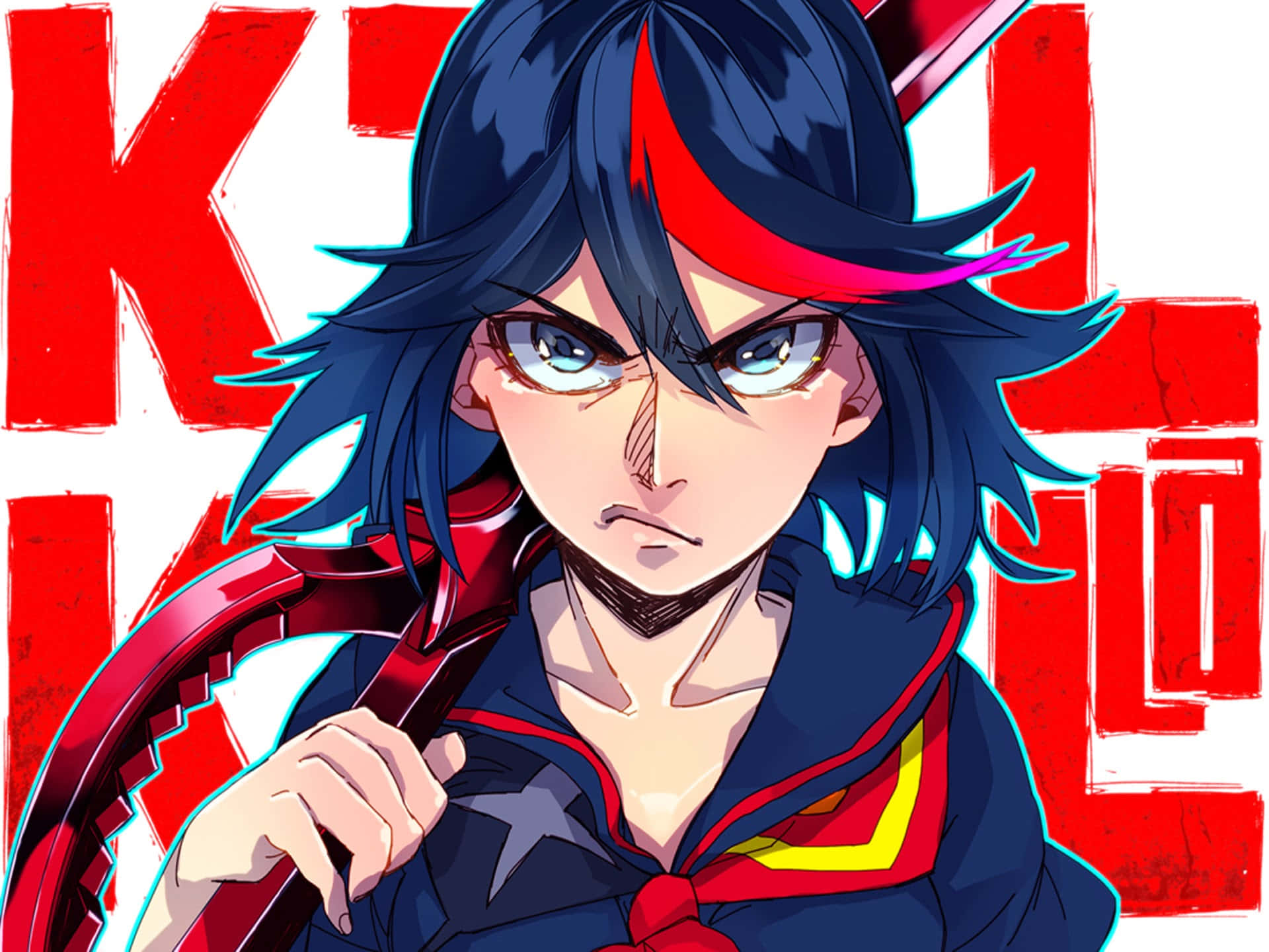 Ryuko Matoi's Ferocious Come Back Pose In Her Iconic Red And Black Attire. Background