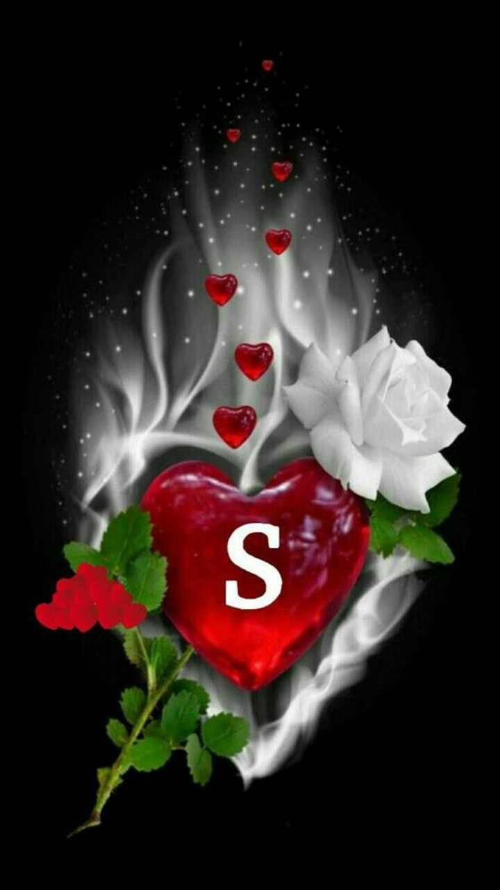S In Liquid Red Heart Background