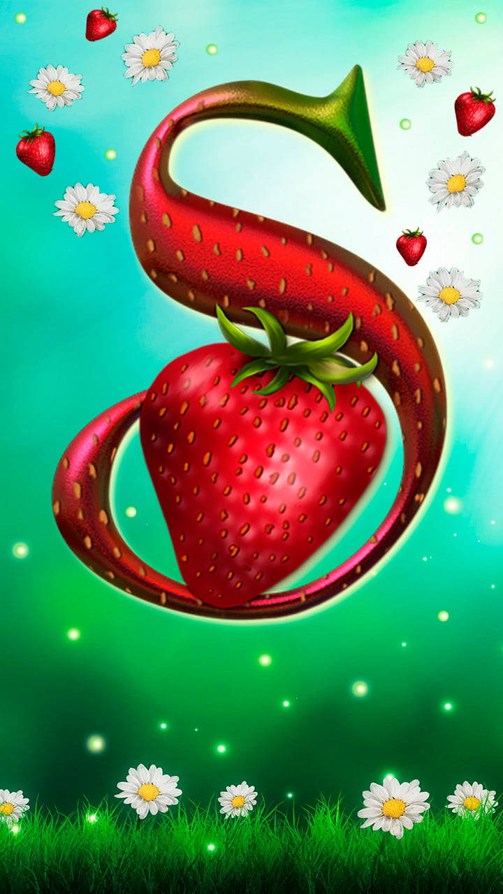 S Letter And Strawberry Background