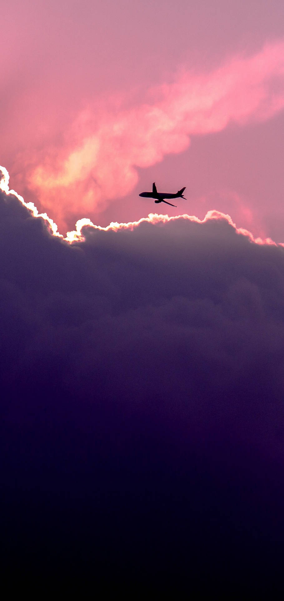 S10 Pink Sky Airplane Silhouette