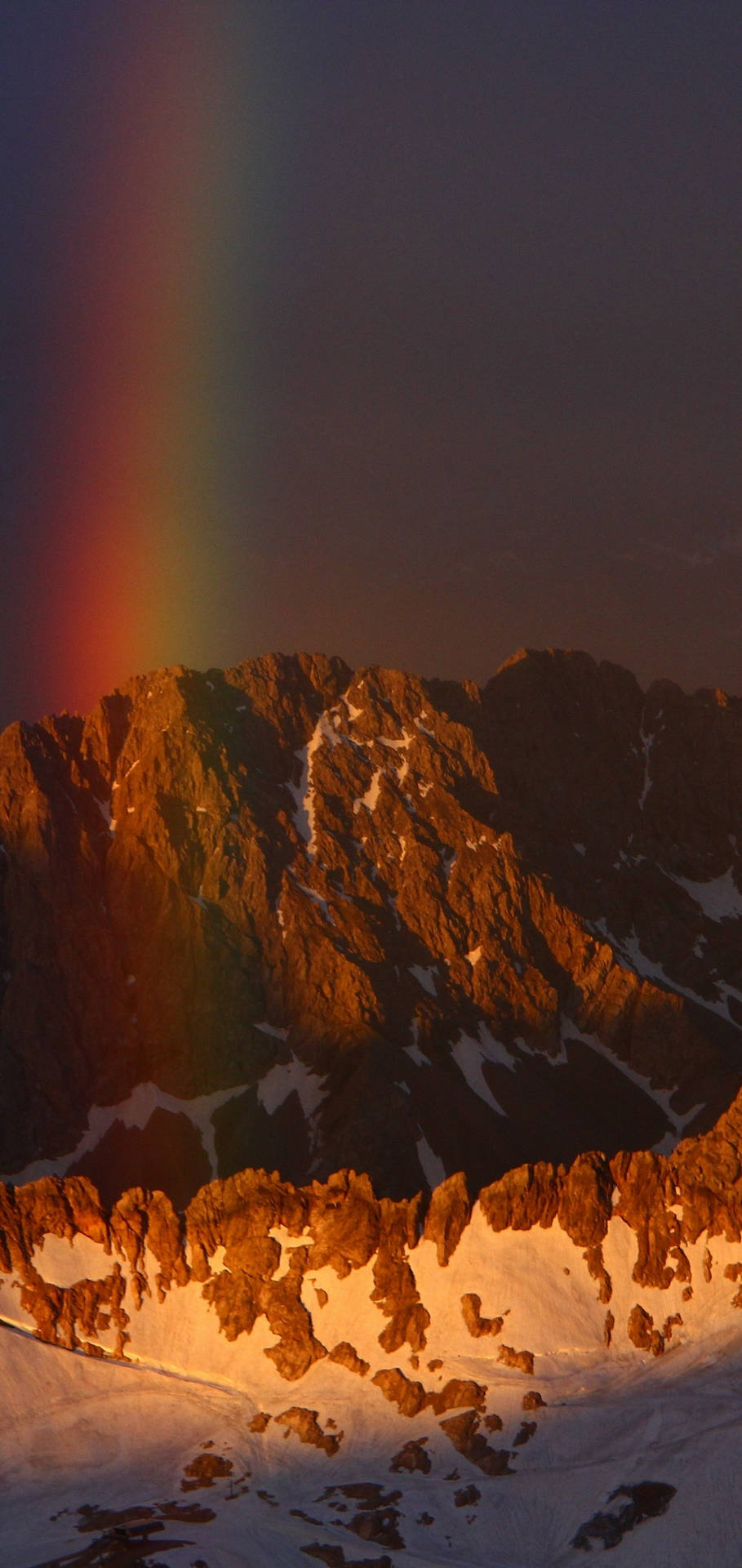 S10 Rainbow On Snow Mountain Background