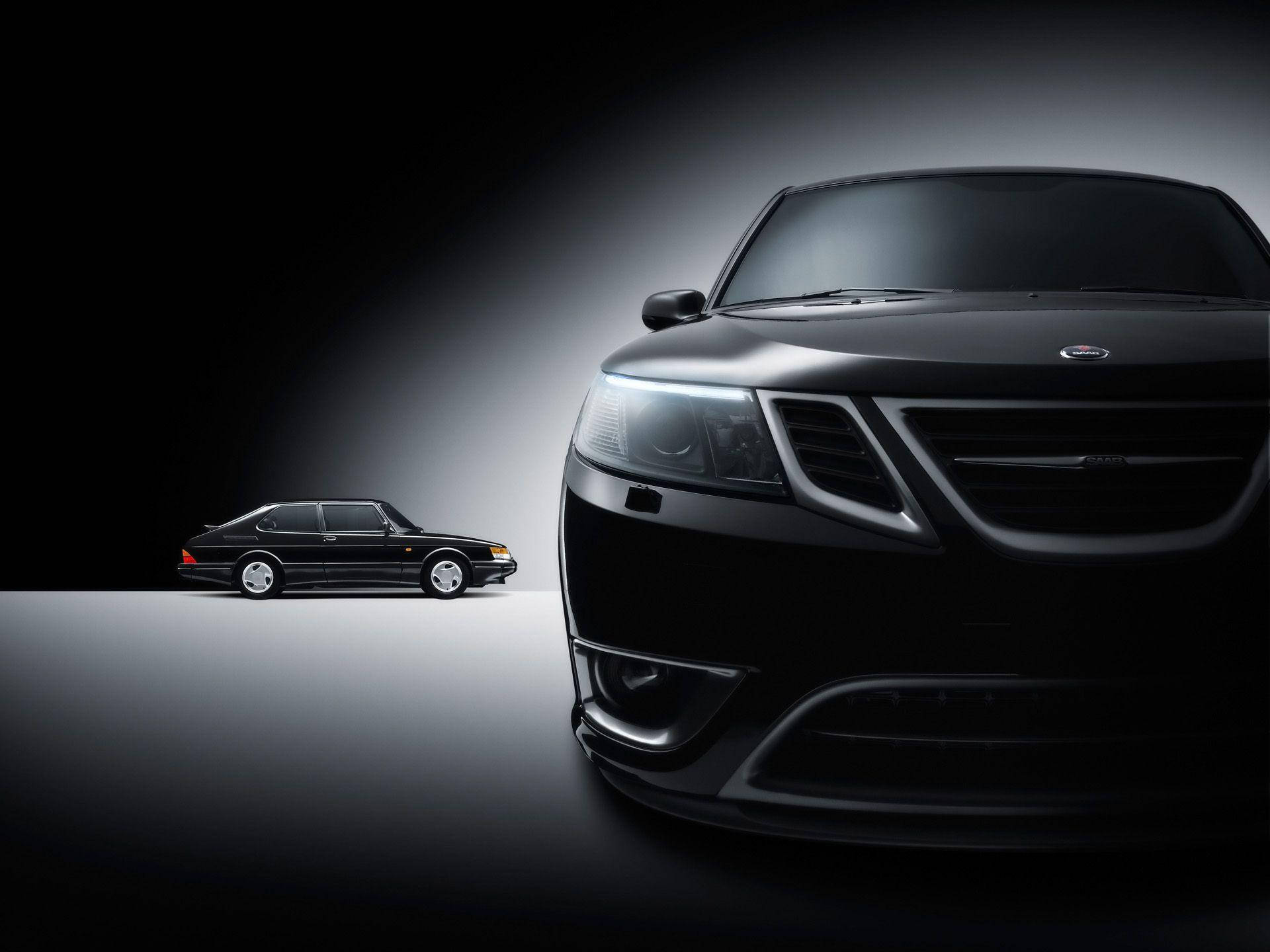 Saab Black Car Poster Background
