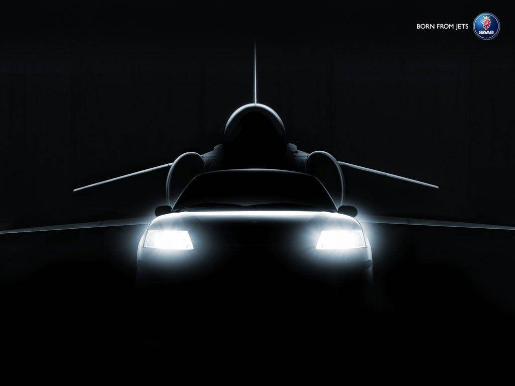 Saab Car And Jet Background
