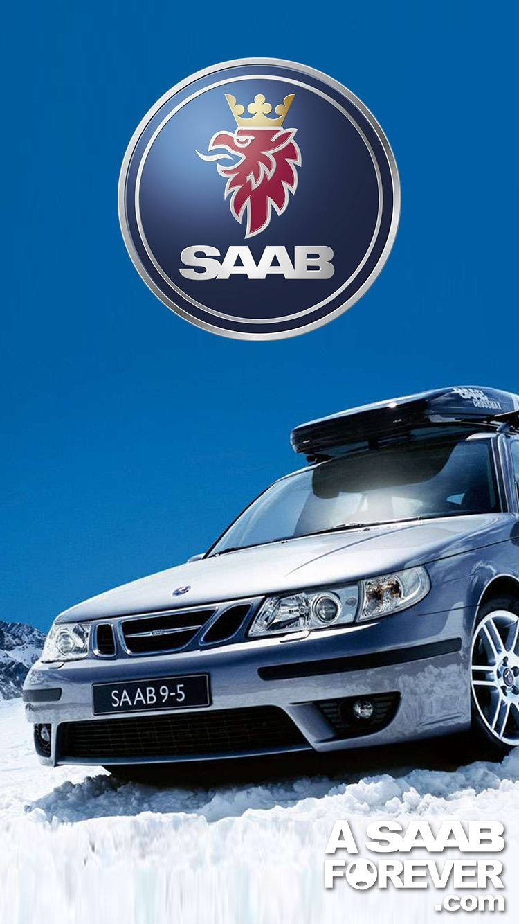 Saab Car Company Poster Blue Background Background