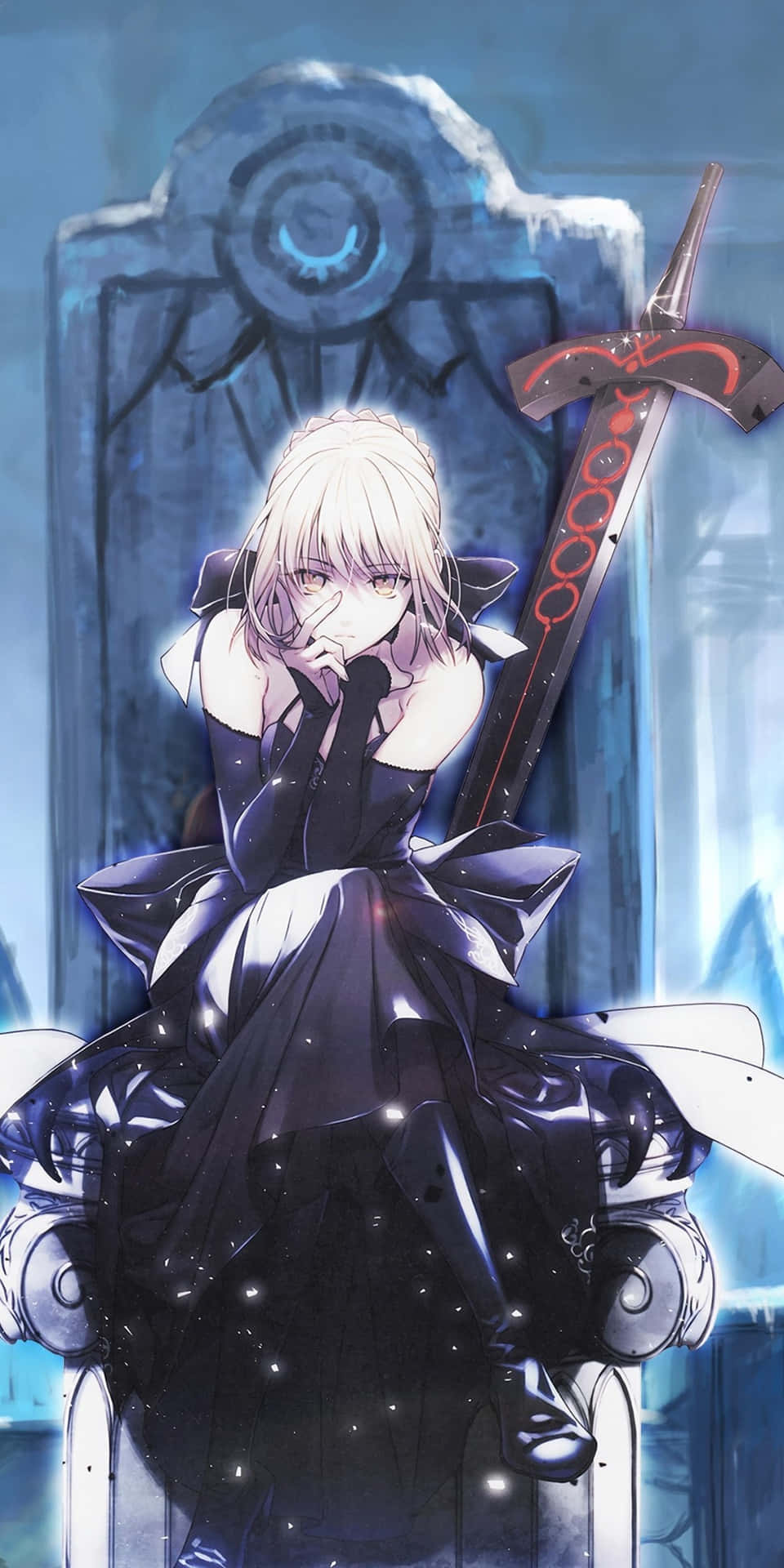 Saber Alter Fate Stay Night On Throne Background