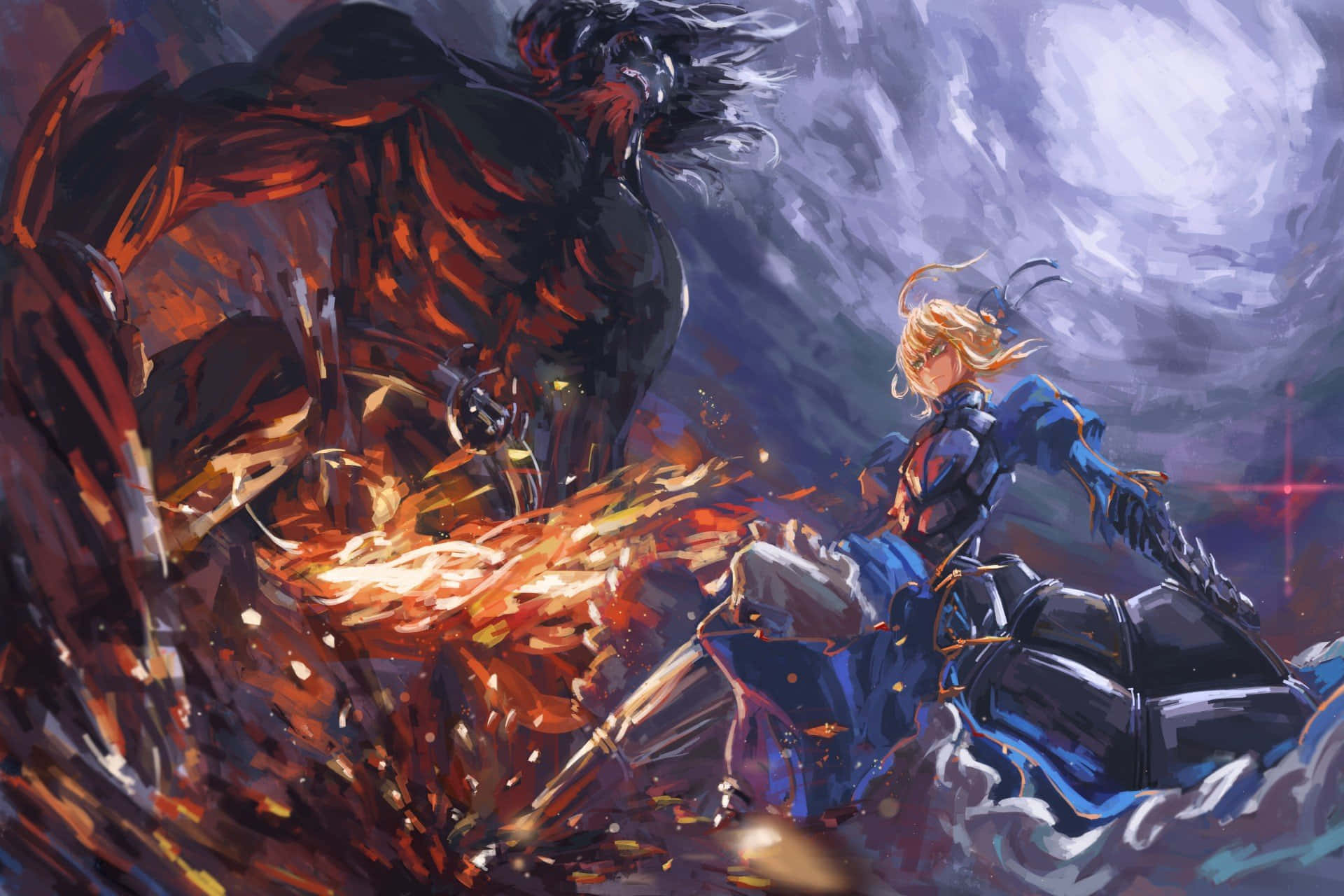 Saber Fate Stay Night Against Berserker Background