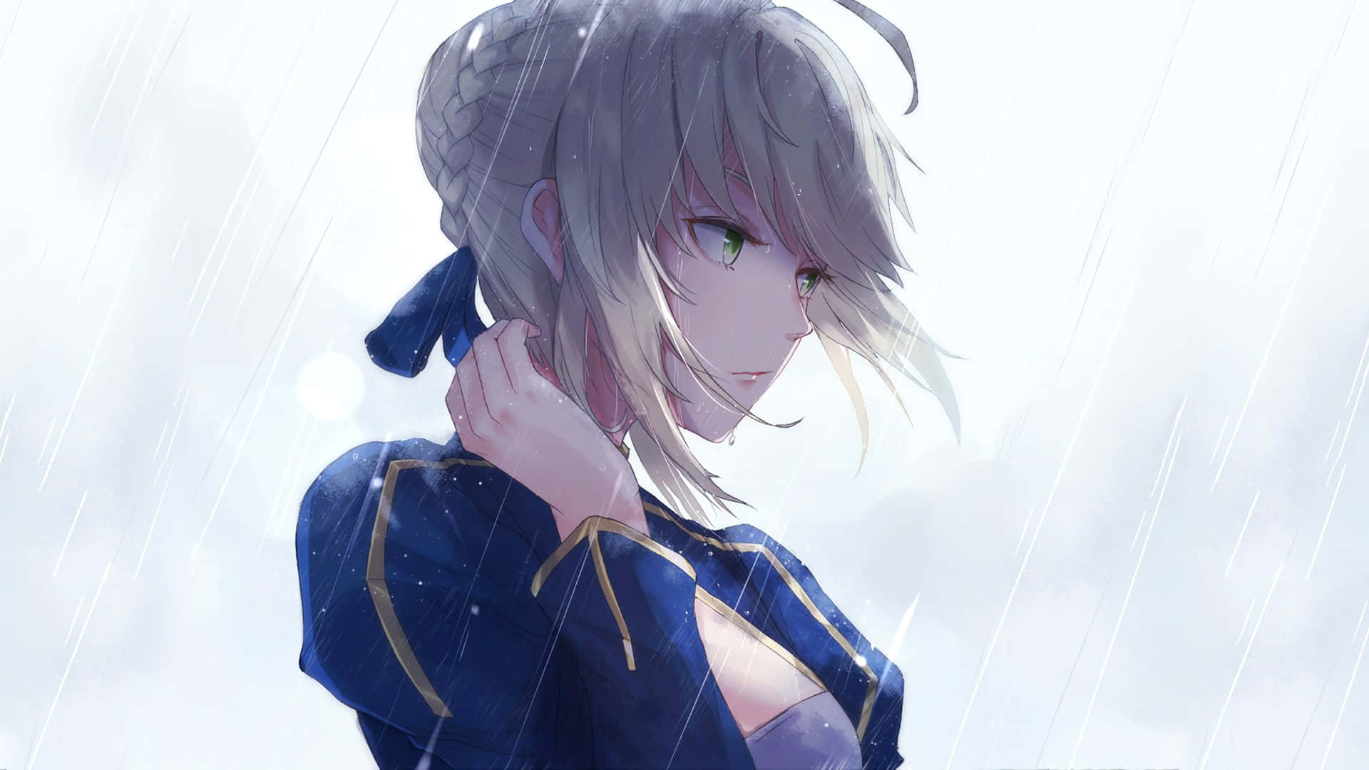 Saber Fate Stay Night In The Rain Background