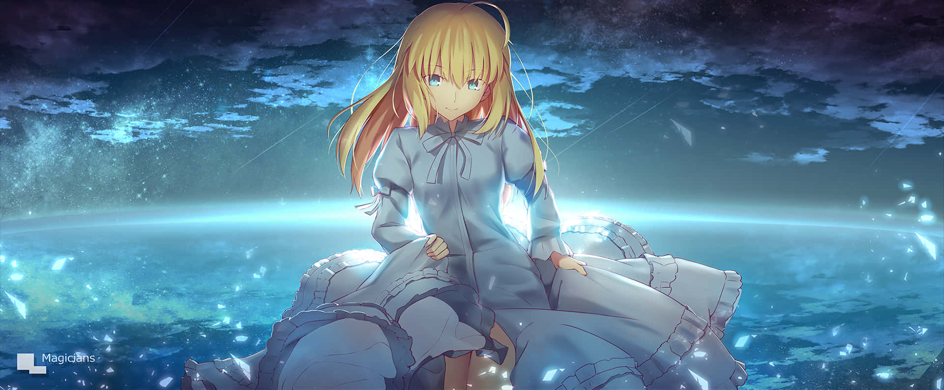 Saber Fate Stay Night In White Gown Background