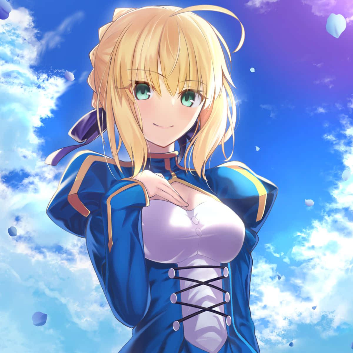 Saber Fate Stay Night Smiling Outside Background