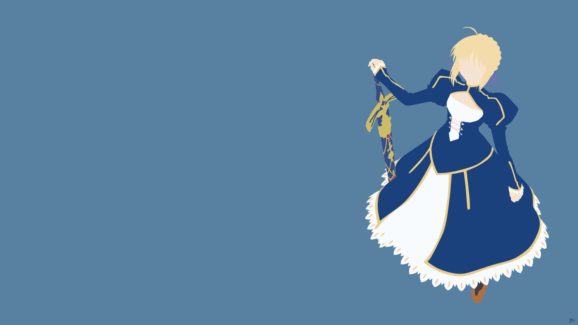 Saber Fate Stay Night Vector In Blue Background